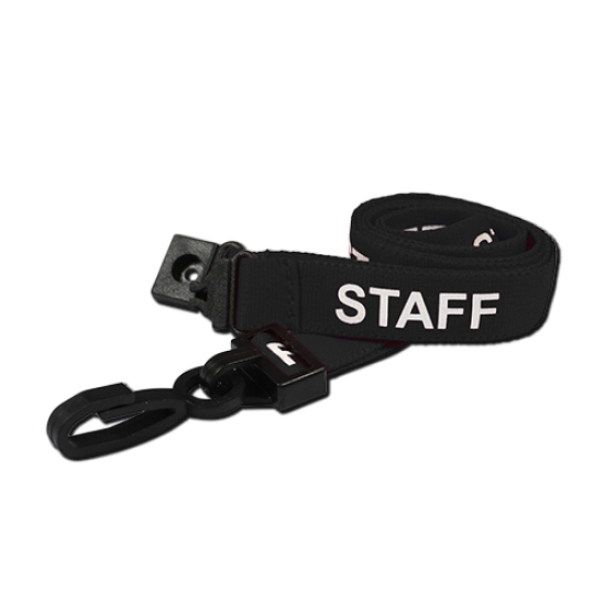 Pre-Printed Staff Lanyards with Plastic J Clip (Pack of 100)