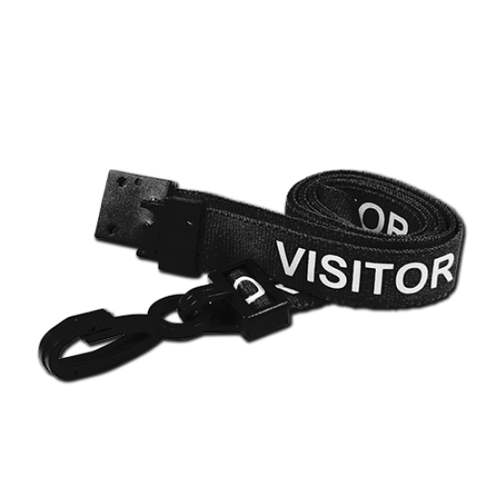 Pre-Printed Visitor Lanyards with Plastic J Clip (Pack of 100)