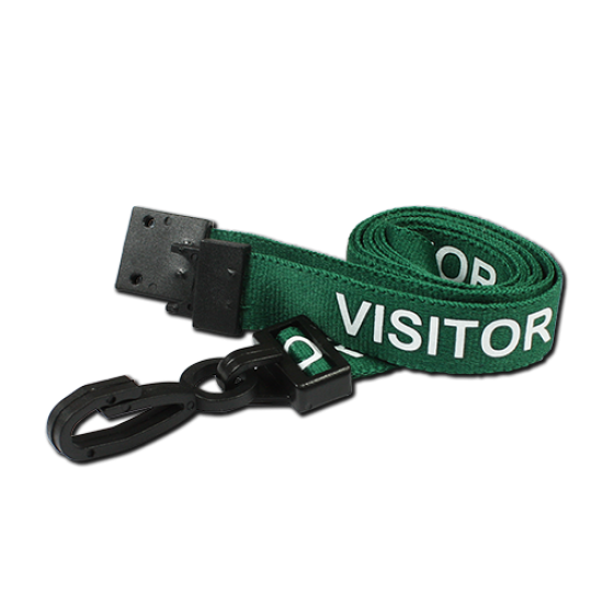 Pre-Printed Visitor Lanyards with Plastic J Clip (Pack of 100)