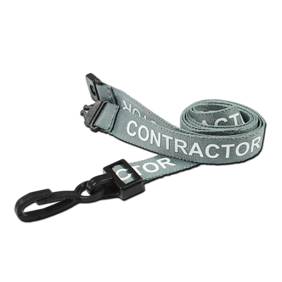 Pre-Printed Contractor Lanyards with Plastic J Clip (Pack of 100)