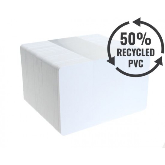 High Grade Recycled (50% Recycled) White PVC Cards , 760 Micron - Pack of 100