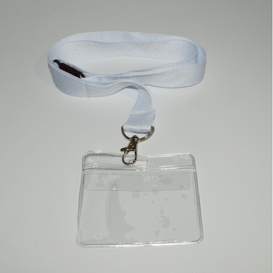 25mm Plain White Lanyards with a Flexible Wallet (Pack of 100)