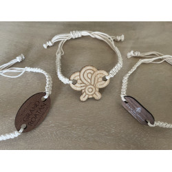 Wooden Tag  and Cotton Wristband  - tag is 35mm x 18mm, 1.38 x 0.71 inch (Style 15)