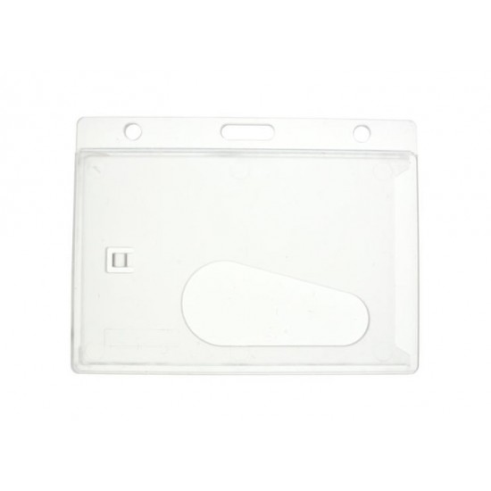 Enclosed Rigid Clear ID Card Holders with Thumb Slot - Horizontal (Pack of 100)